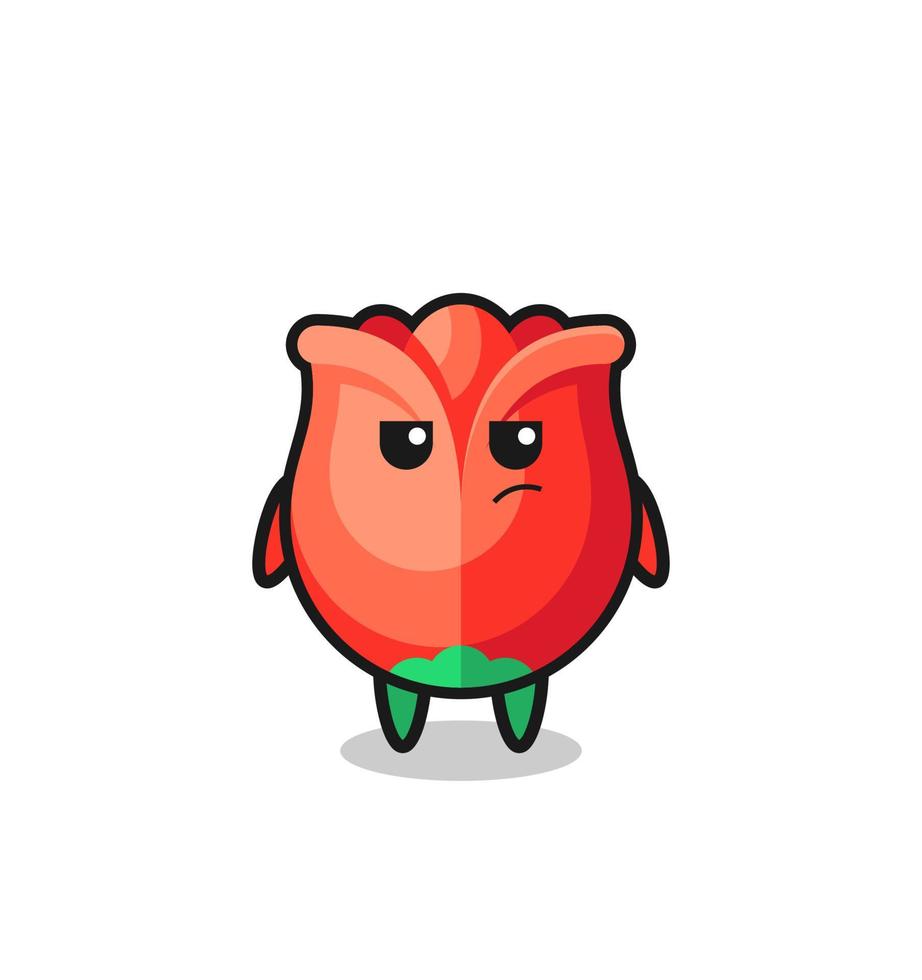 cute rose character with suspicious expression vector