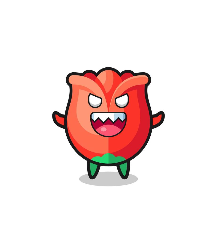 illustration of evil rose mascot character vector