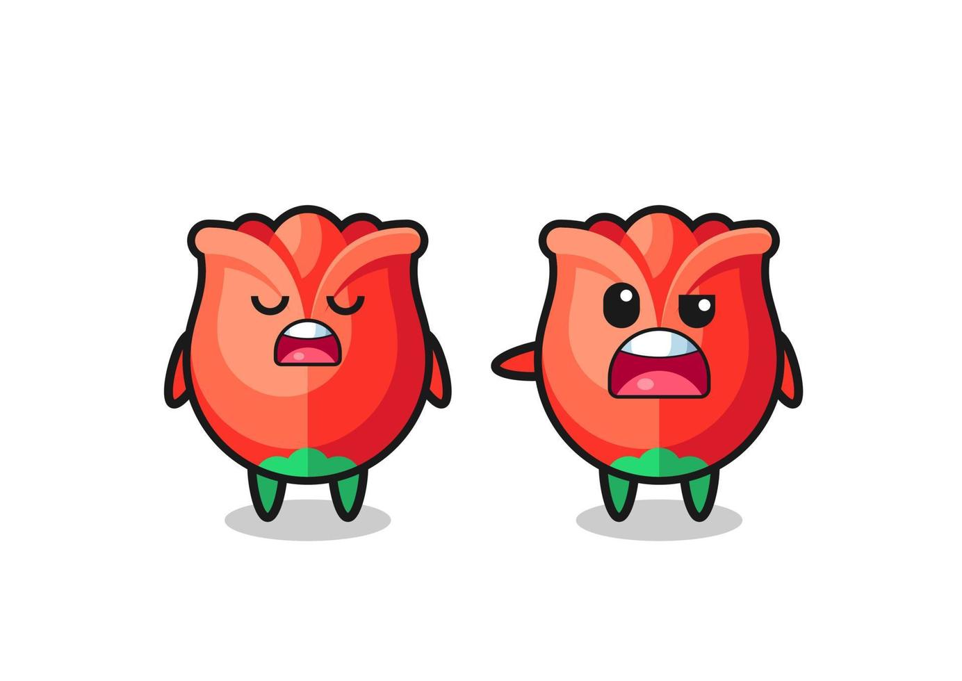 illustration of the argue between two cute rose characters vector