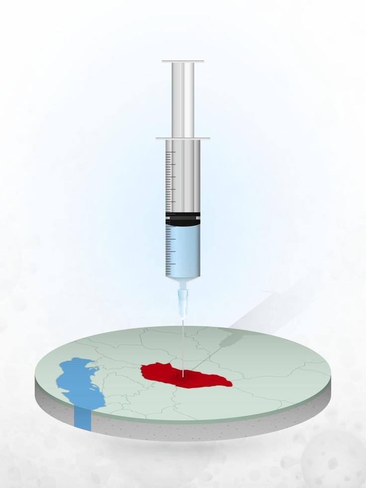 Vaccination of Hungary, injection of a syringe into a map of Hungary. vector