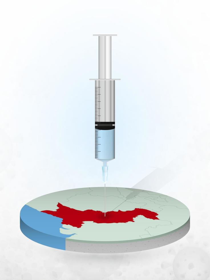 Vaccination of Pakistan, injection of a syringe into a map of Pakistan. vector