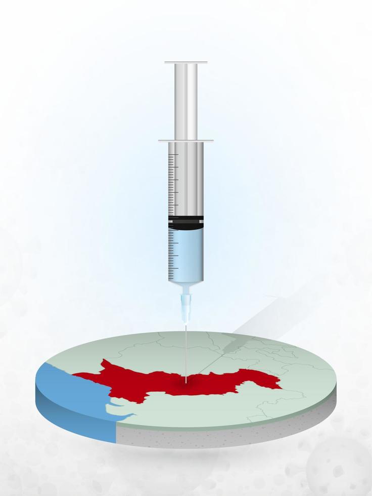 vacunación de pakistán, inyección de una jeringa en un mapa de pakistán. vector