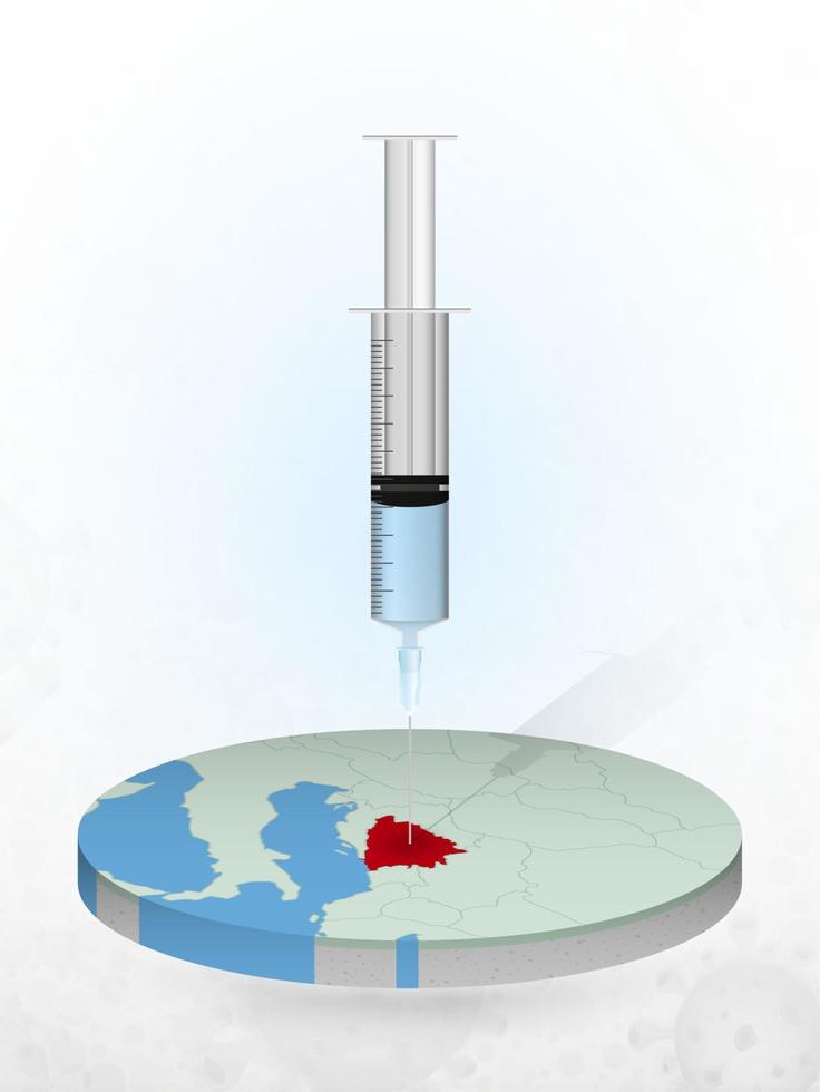 Vaccination of Bosnia and Herzegovina, injection of a syringe into a map of Bosnia and Herzegovina. vector