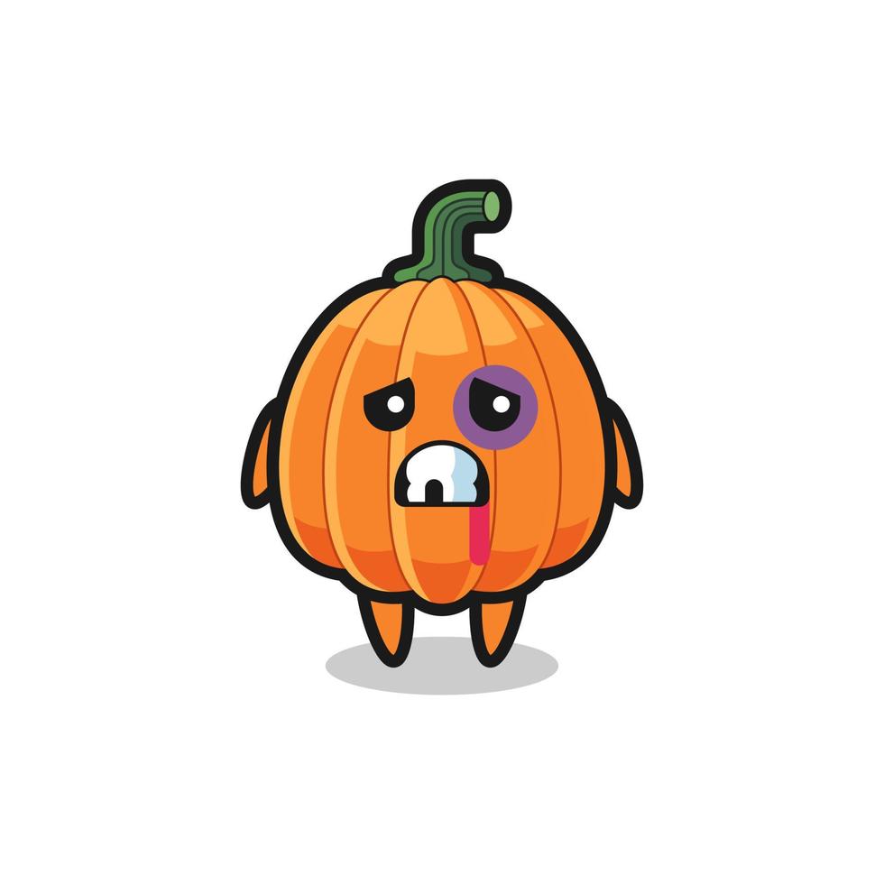 injured pumpkin character with a bruised face vector