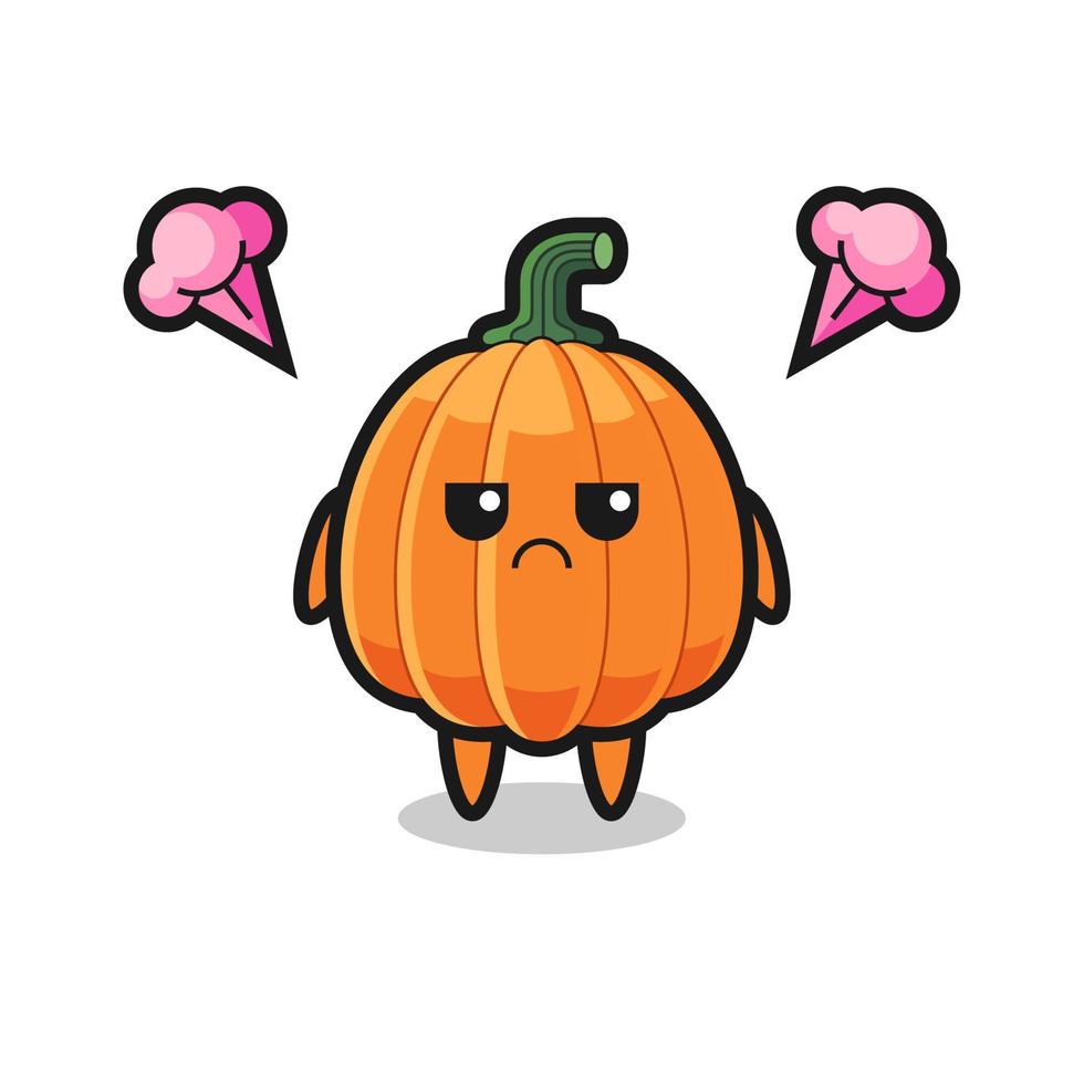 expresión molesta del lindo personaje de dibujos animados de calabaza vector