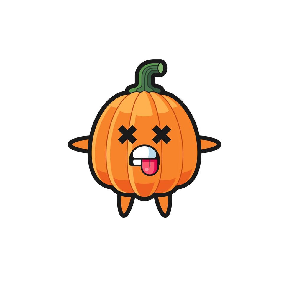 personaje de la linda calabaza con pose muerta vector