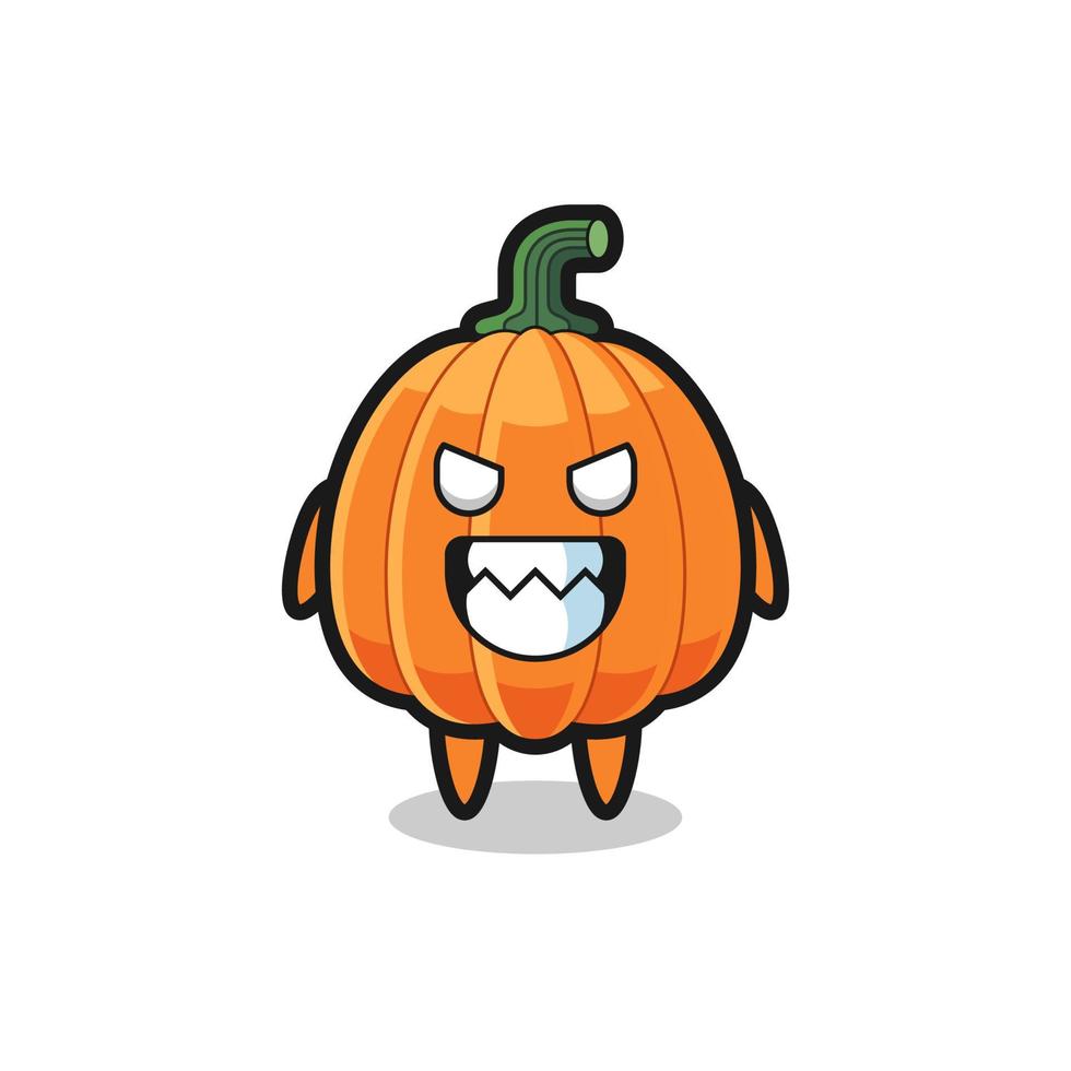 evil expression of the pumpkin cute mascot character vector