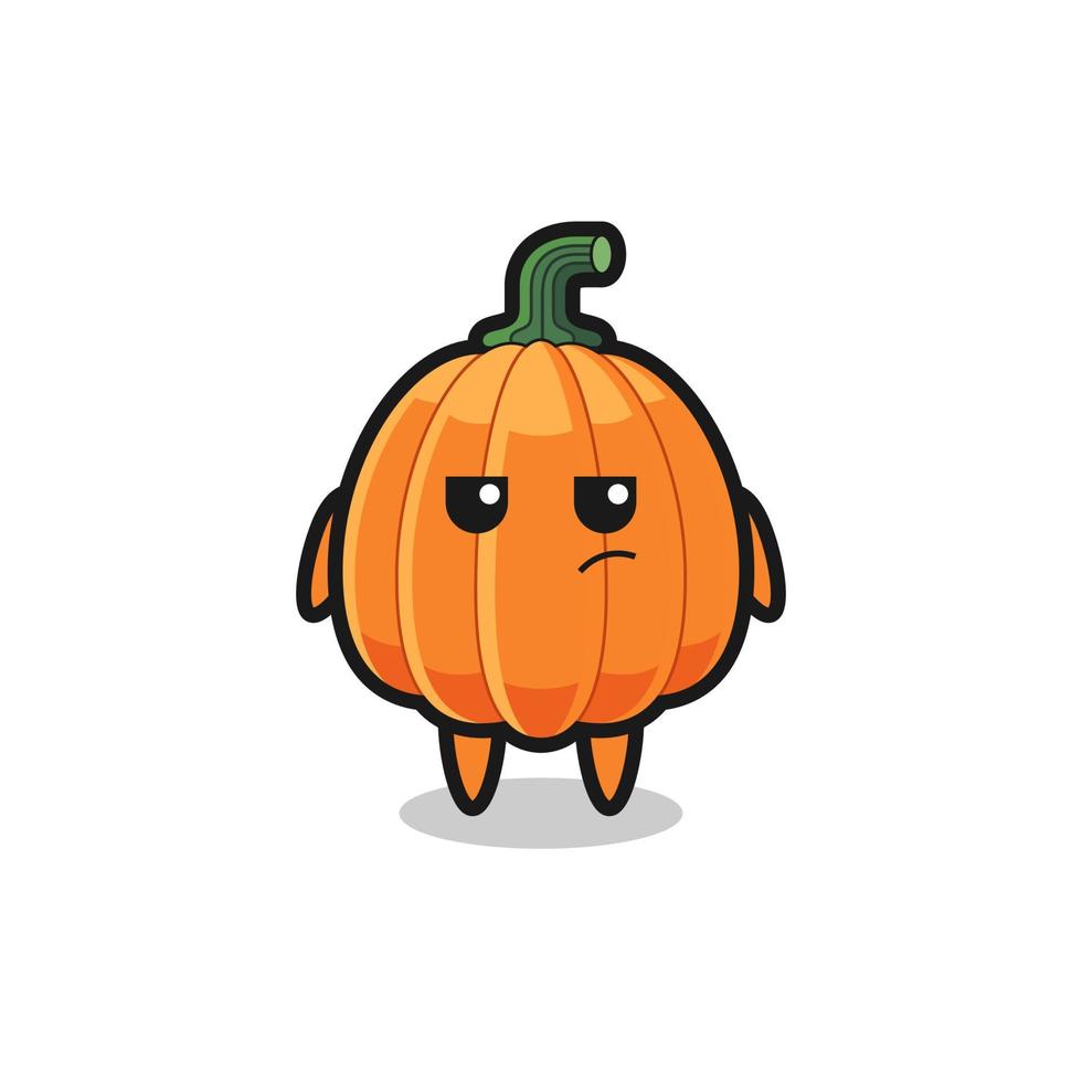 cute pumpkin character with suspicious expression vector