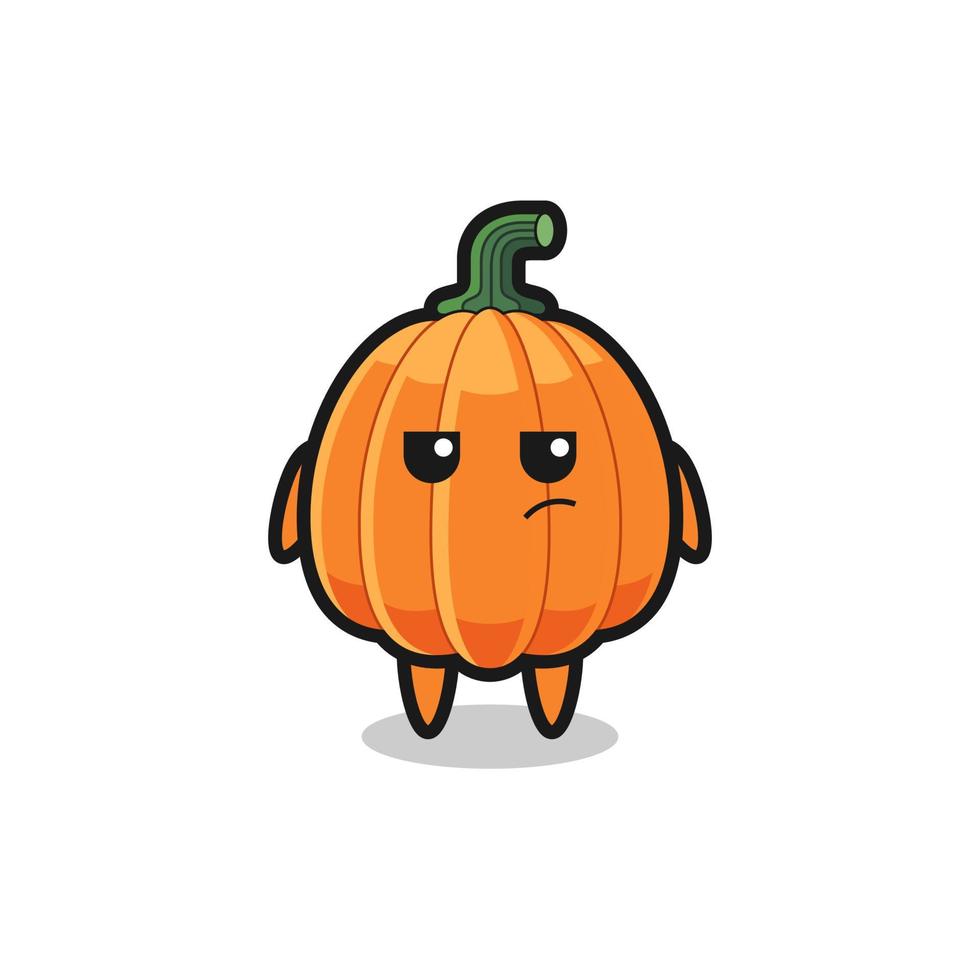 lindo personaje de calabaza con expresión sospechosa vector