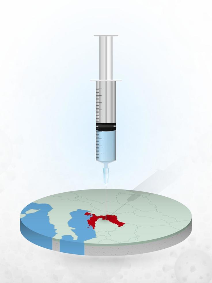 vacunación de croacia, inyección de una jeringa en un mapa de croacia. vector