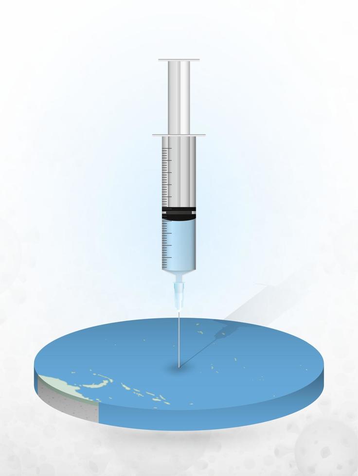 vacunación de nauru, inyección de una jeringa en un mapa de nauru. vector