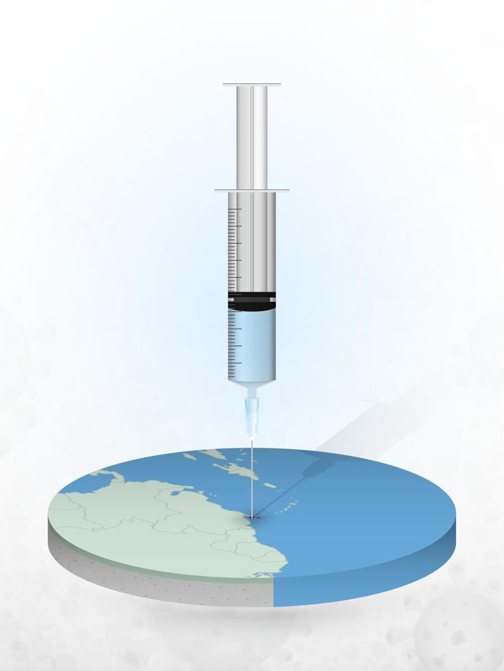 Vaccination of Trinidad and Tobago, injection of a syringe into a map of Trinidad and Tobago. vector