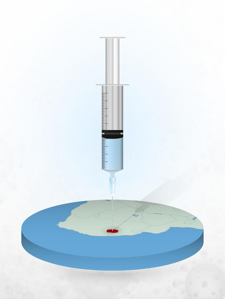 Vaccination of Lesotho, injection of a syringe into a map of Lesotho. vector