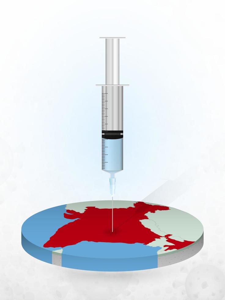 Vaccination of India, injection of a syringe into a map of India. vector