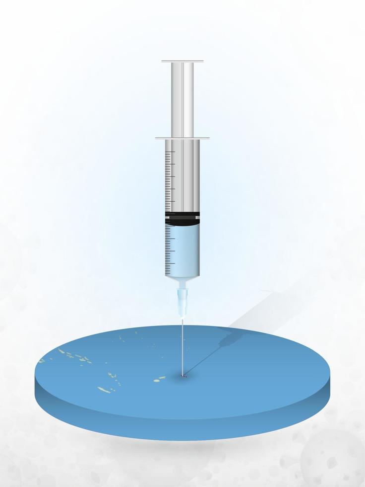 Vaccination of Samoa, injection of a syringe into a map of Samoa. vector