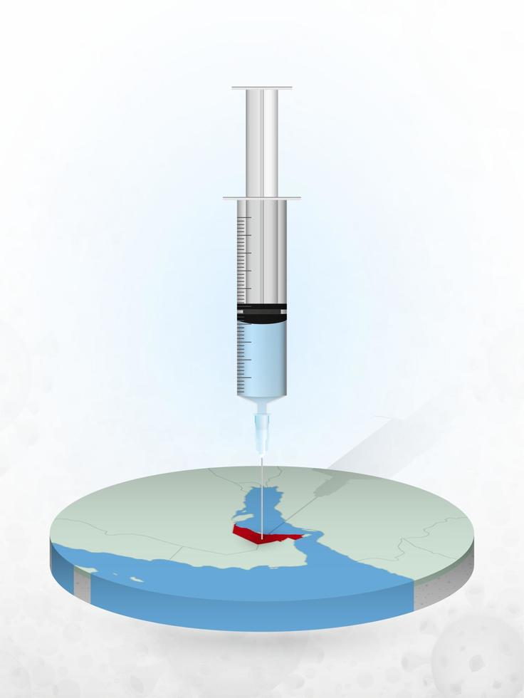 Vaccination of United Arab Emirates, injection of a syringe into a map of United Arab Emirates. vector