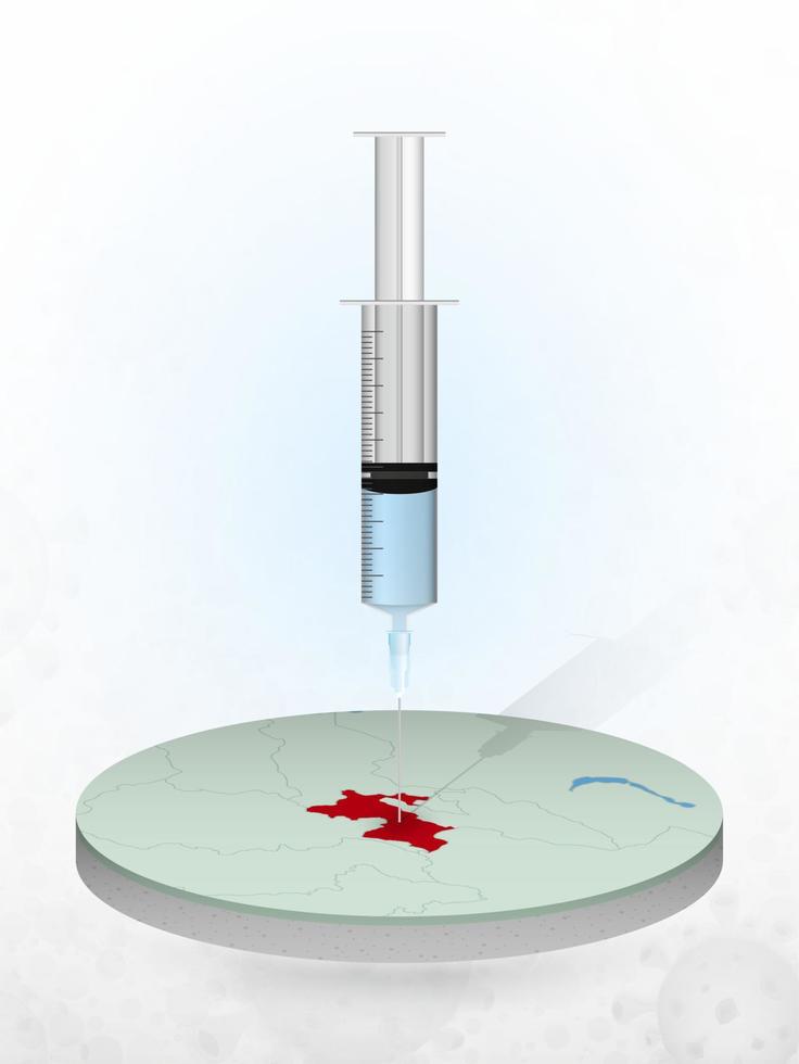 vacunación de tayikistán, inyección de una jeringa en un mapa de tayikistán. vector