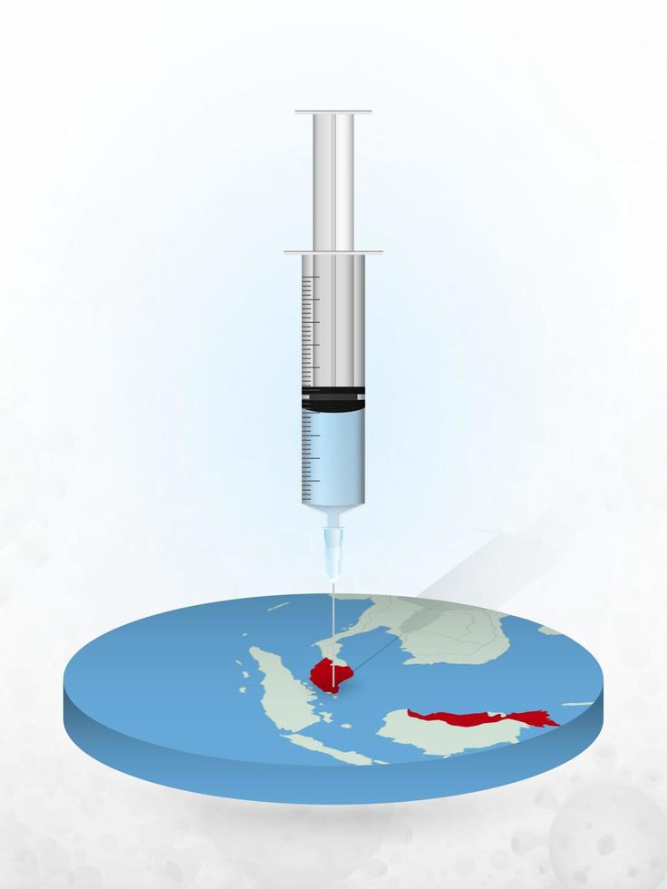 Vaccination of Malaysia, injection of a syringe into a map of Malaysia. vector