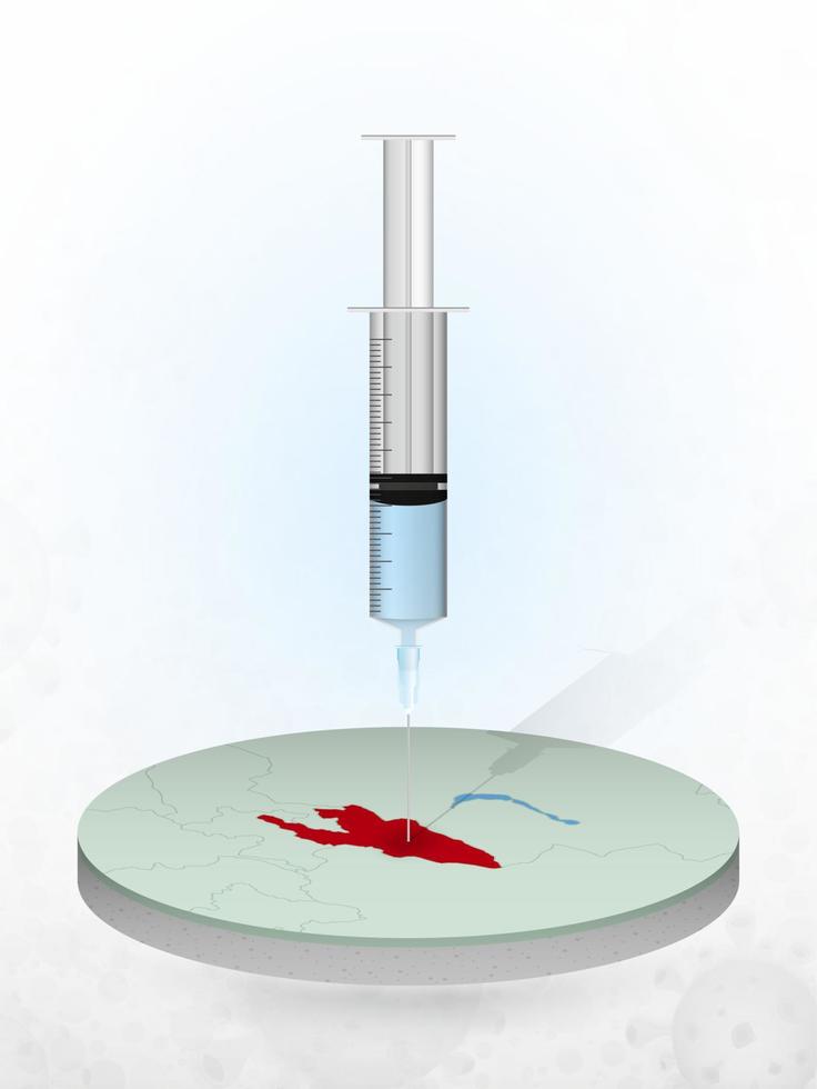 Vaccination of Kyrgyzstan, injection of a syringe into a map of Kyrgyzstan. vector