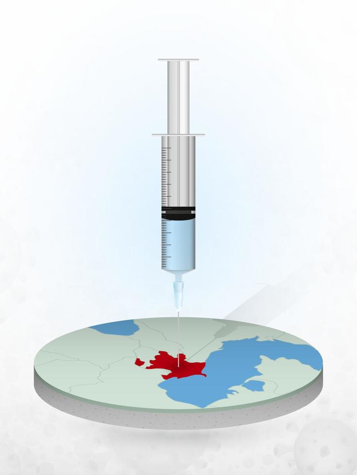 Vaccination of Azerbaijan, injection of a syringe into a map of Azerbaijan. vector