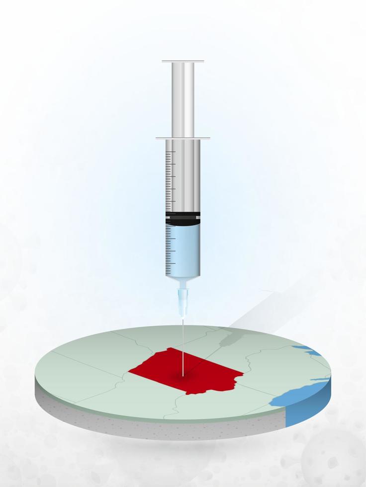 Vaccination of Iowa, injection of a syringe into a map of Iowa. vector
