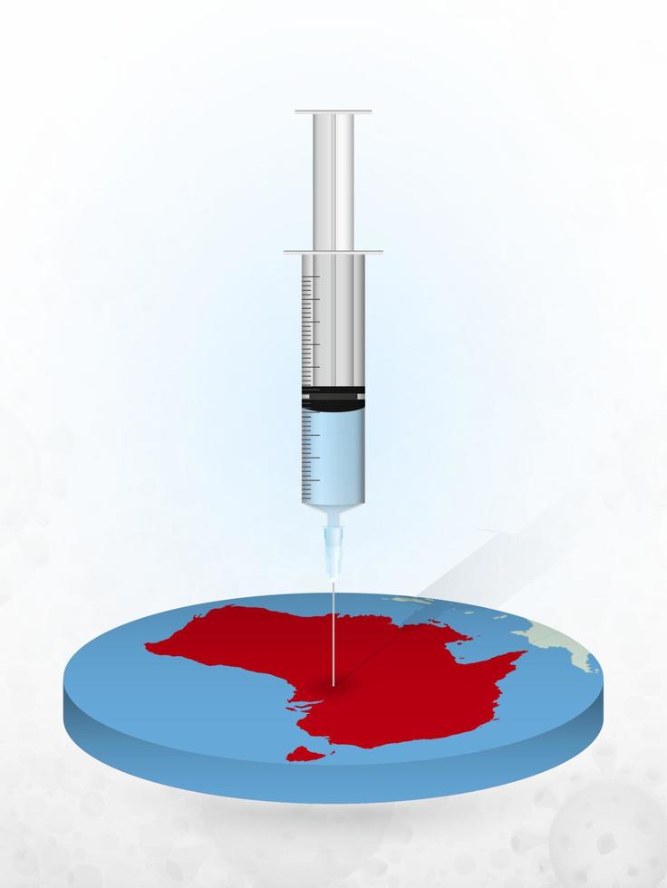 Vaccination of Australia, injection of a syringe into a map of Australia. vector