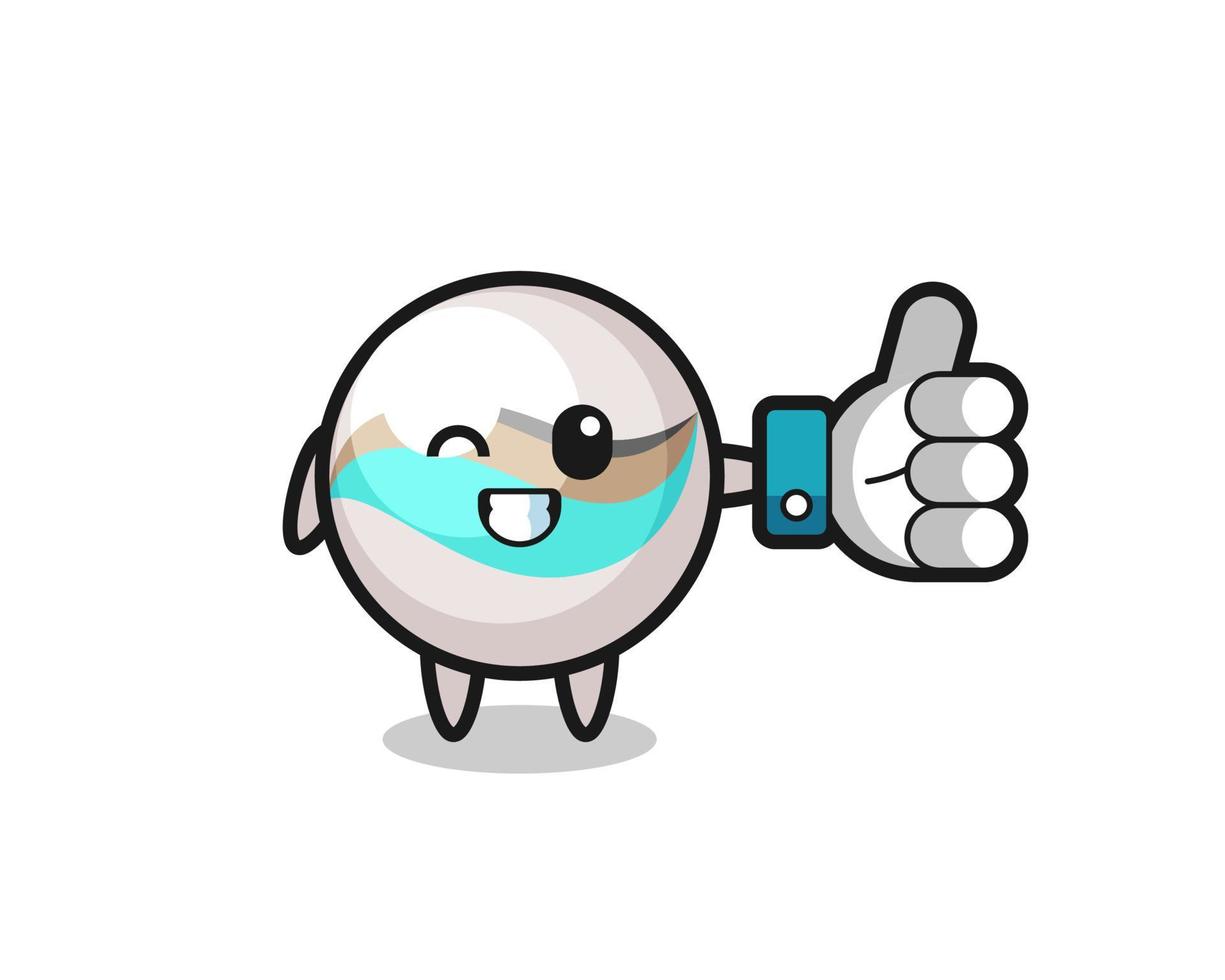 cute marble toy with social media thumbs up symbol vector