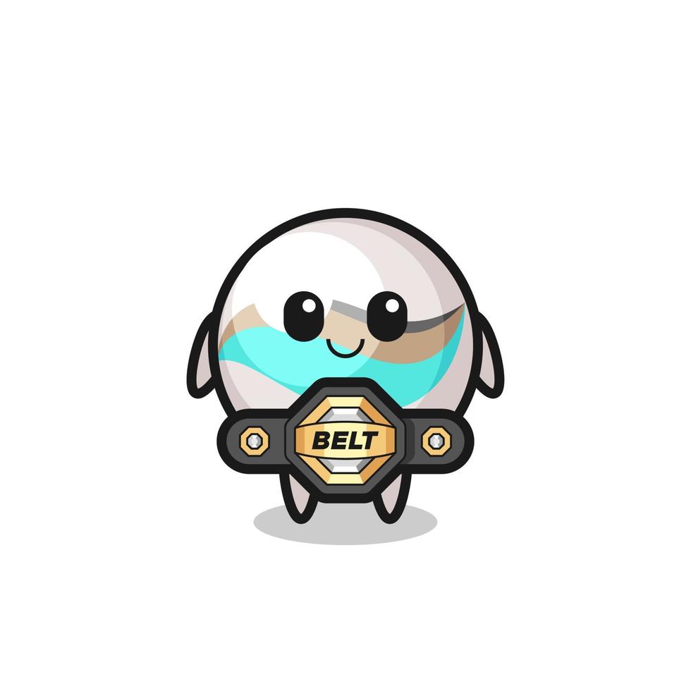 the MMA fighter marble toy mascot with a belt vector