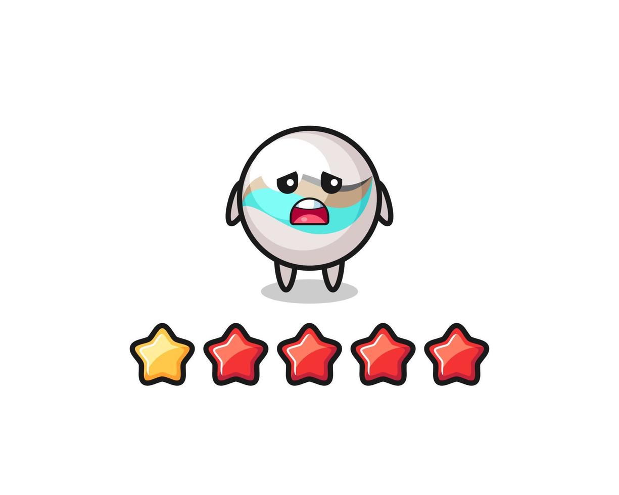 the illustration of customer bad rating, marble toy cute character with 1 star vector