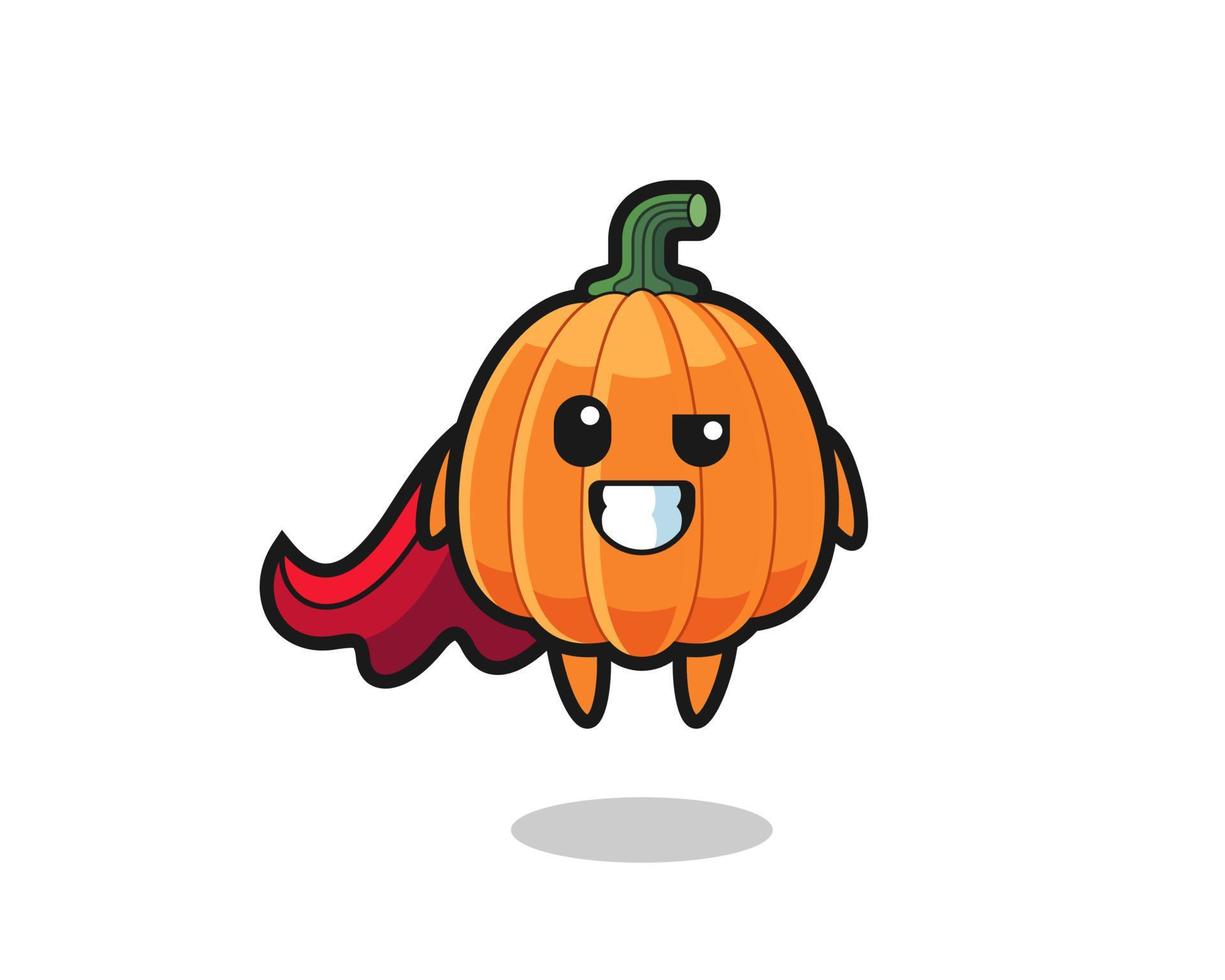 the cute pumpkin character as a flying superhero vector