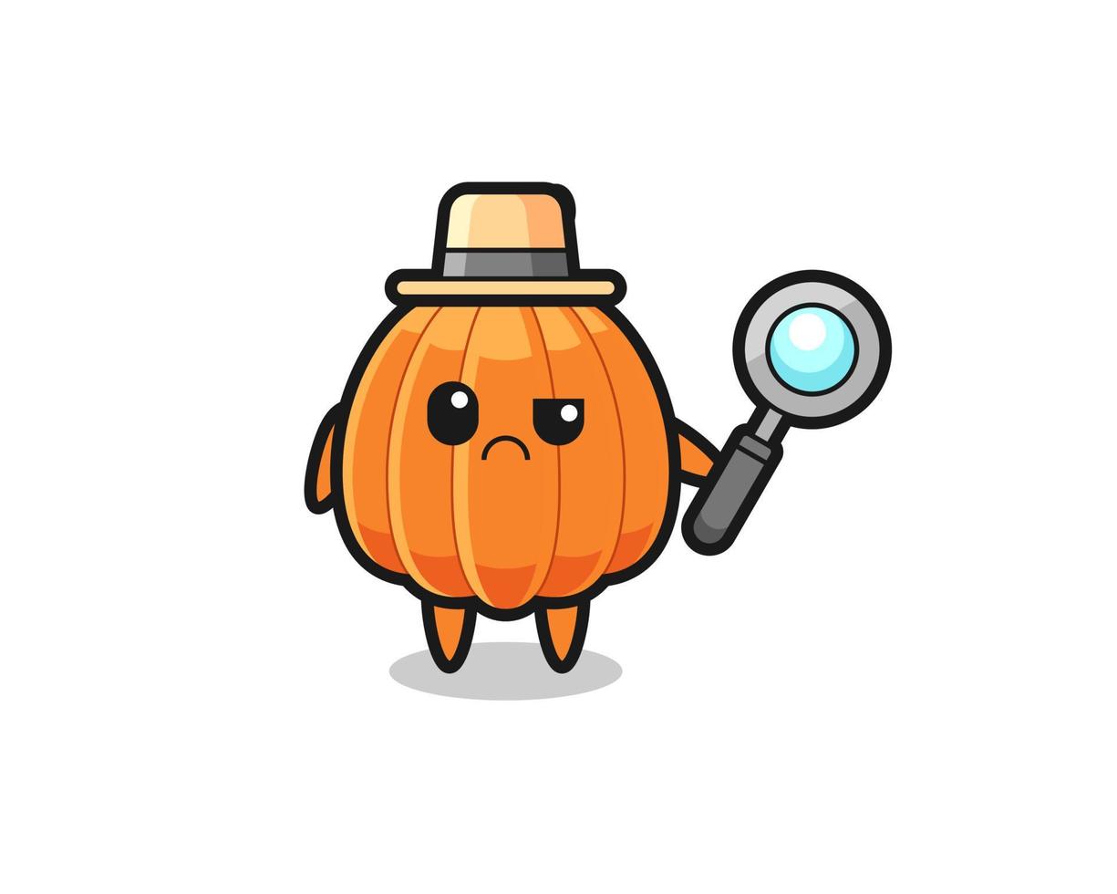 the mascot of cute pumpkin as a detective vector