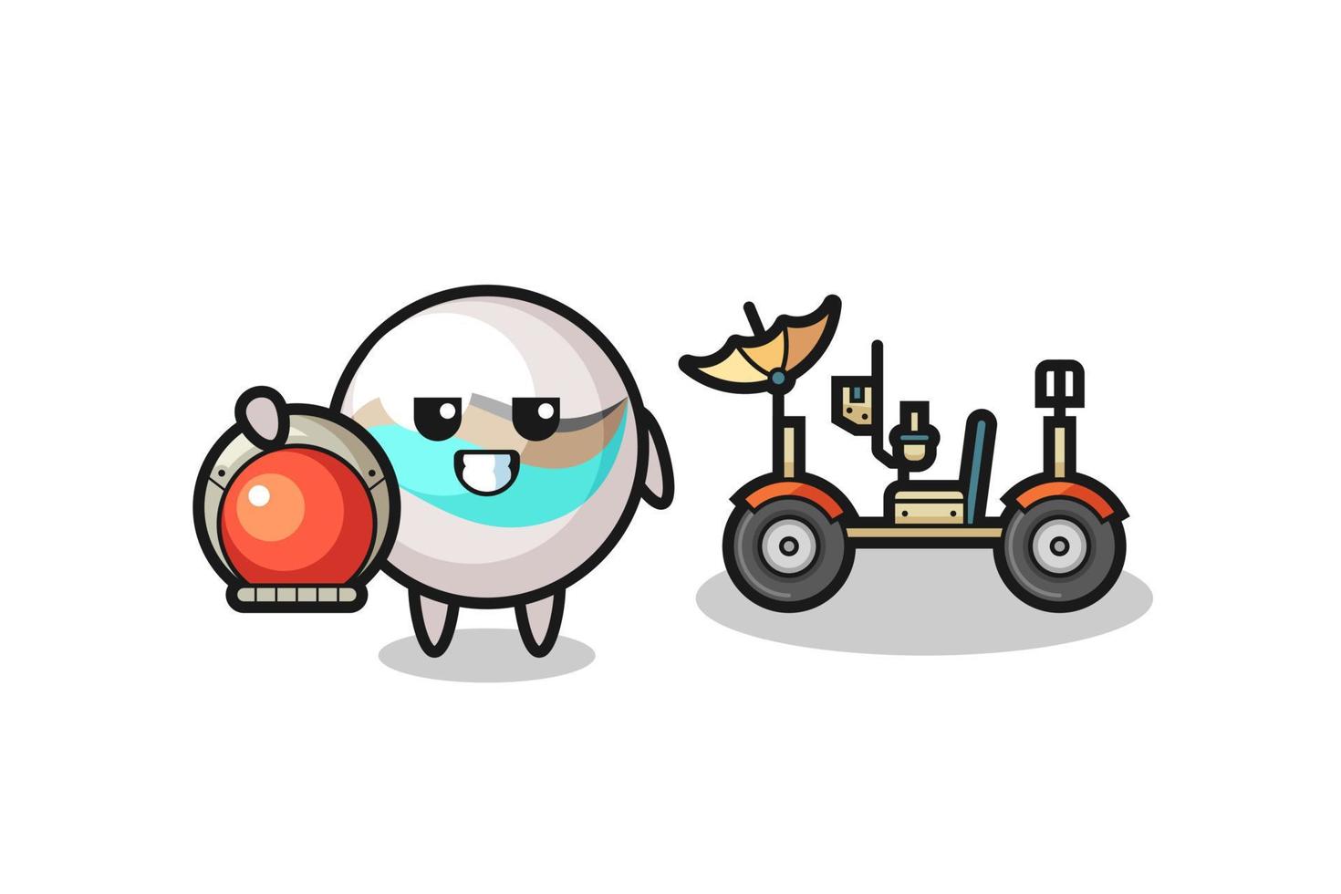 the cute marble toy as astronaut with a lunar rover vector