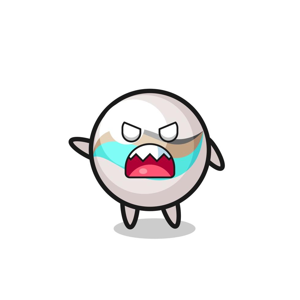 cute marble toy cartoon in a very angry pose vector