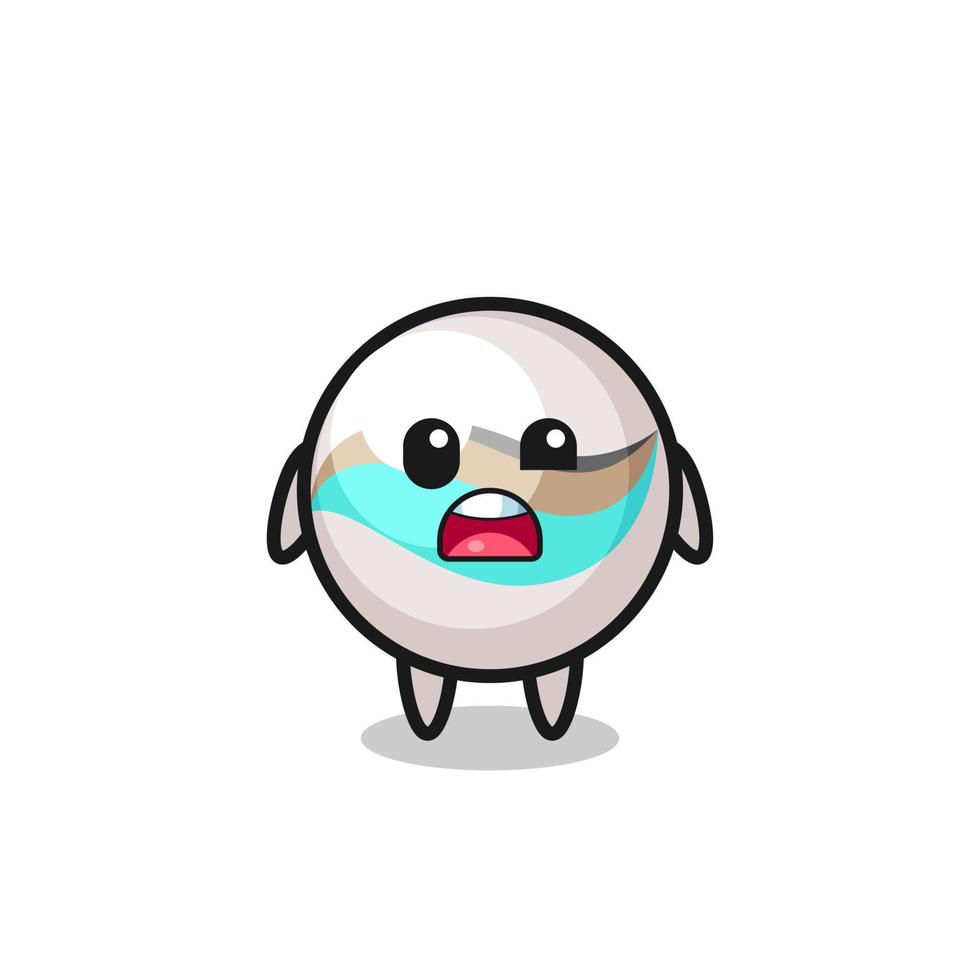 the shocked face of the cute marble toy mascot vector