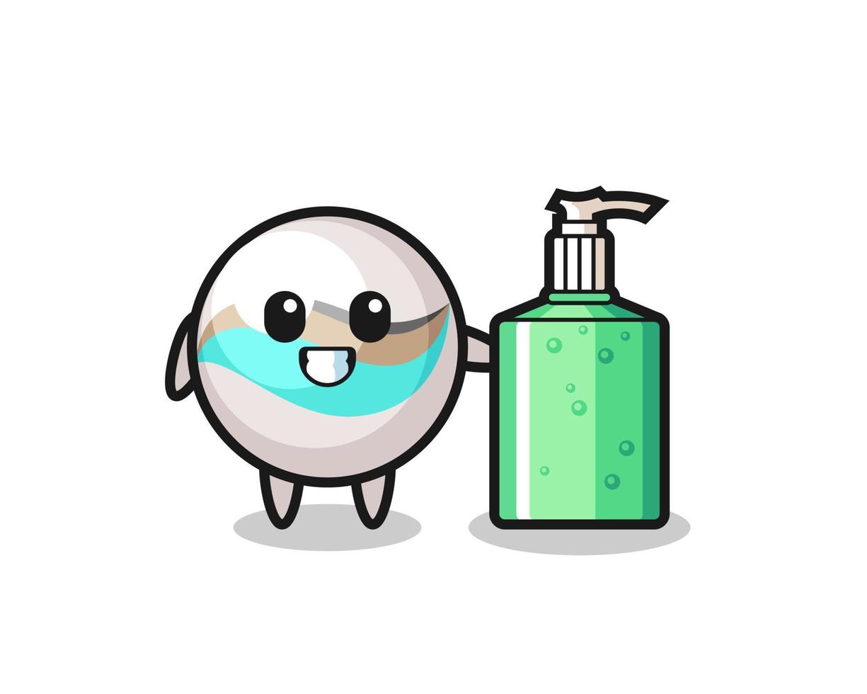 cute marble toy cartoon with hand sanitizer vector