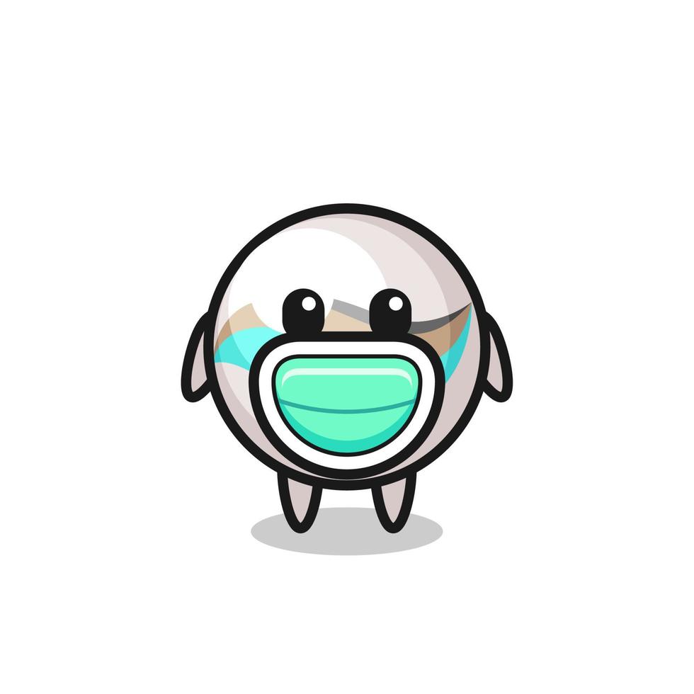 cute marble toy cartoon wearing a mask vector