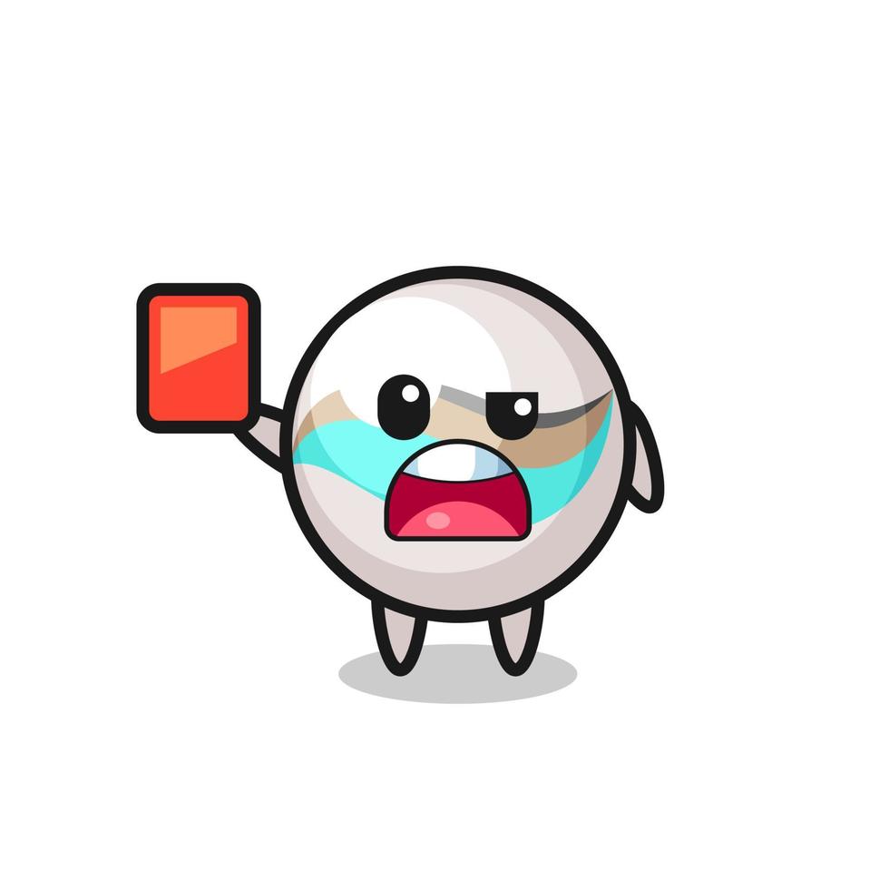 marble toy cute mascot as referee giving a red card vector
