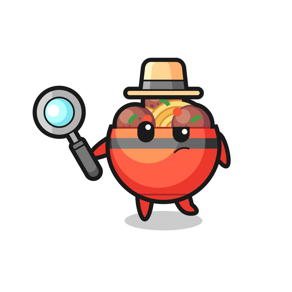 meatball bowl detective character is analyzing a case vector