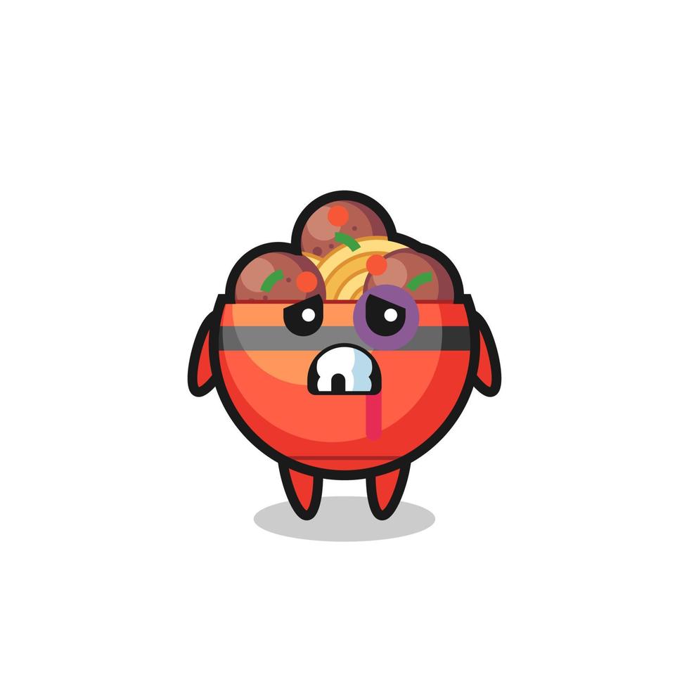 injured meatball bowl character with a bruised face vector