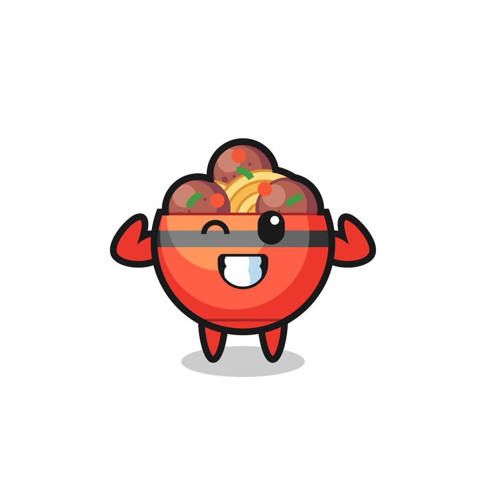 the muscular meatball bowl character is posing showing his muscles vector