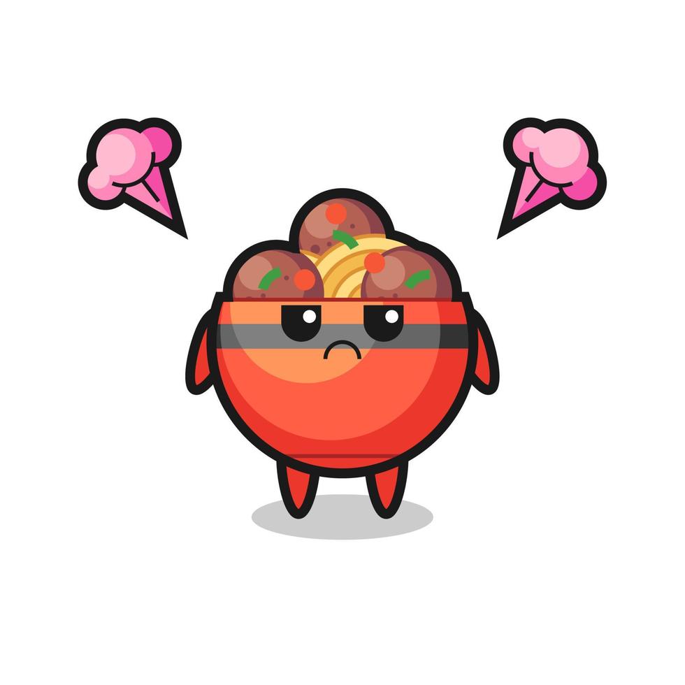 annoyed expression of the cute meatball bowl cartoon character vector