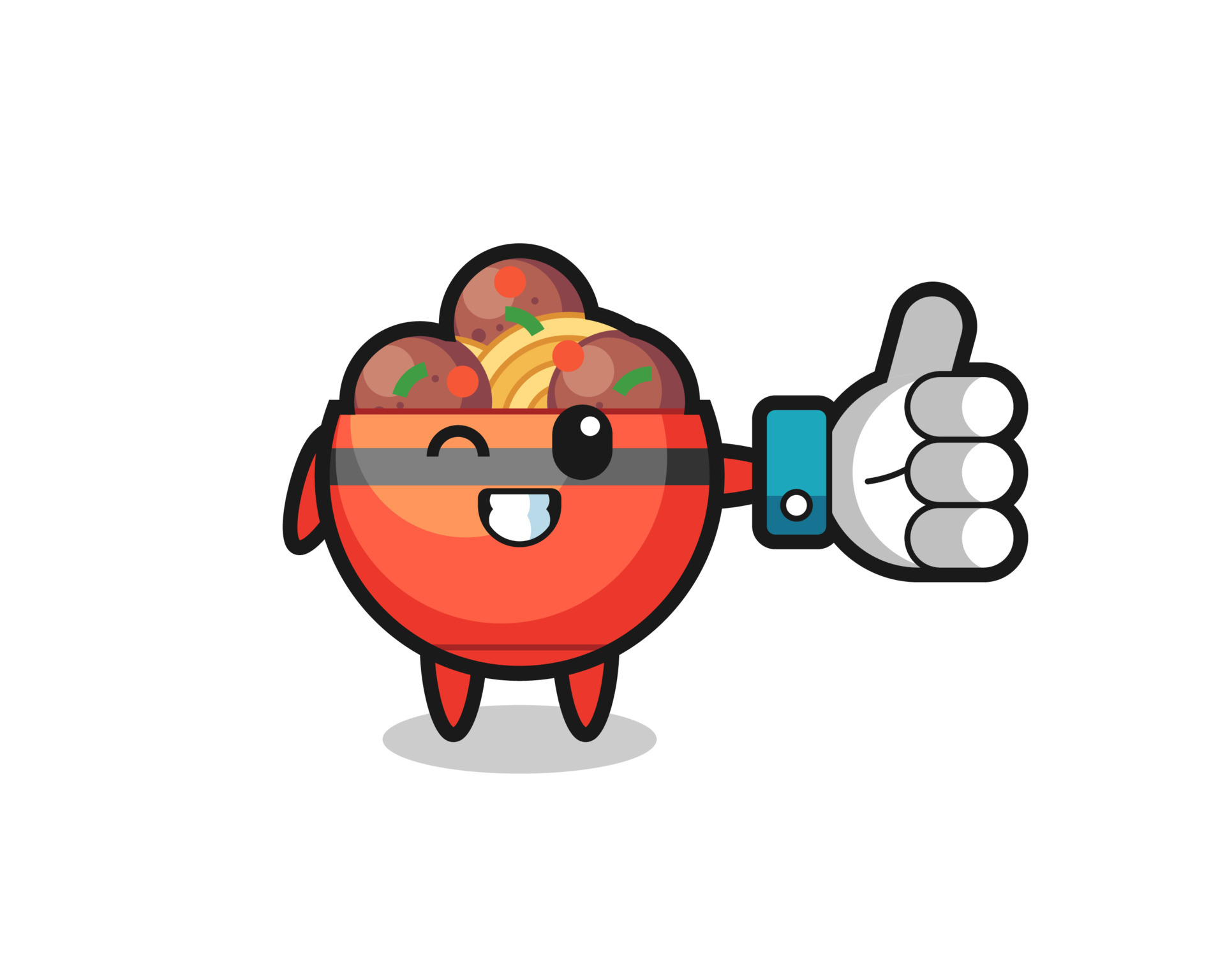 cute meatball bowl with social media thumbs up symbol 6780978 Vector ...