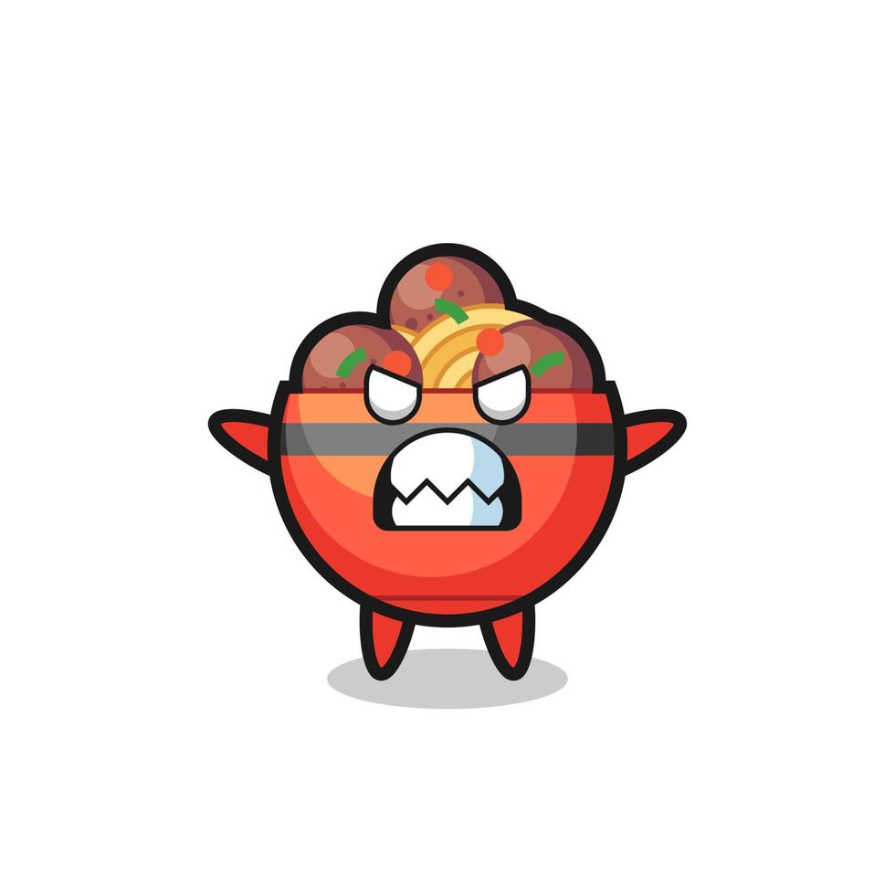 wrathful expression of the meatball bowl mascot character vector
