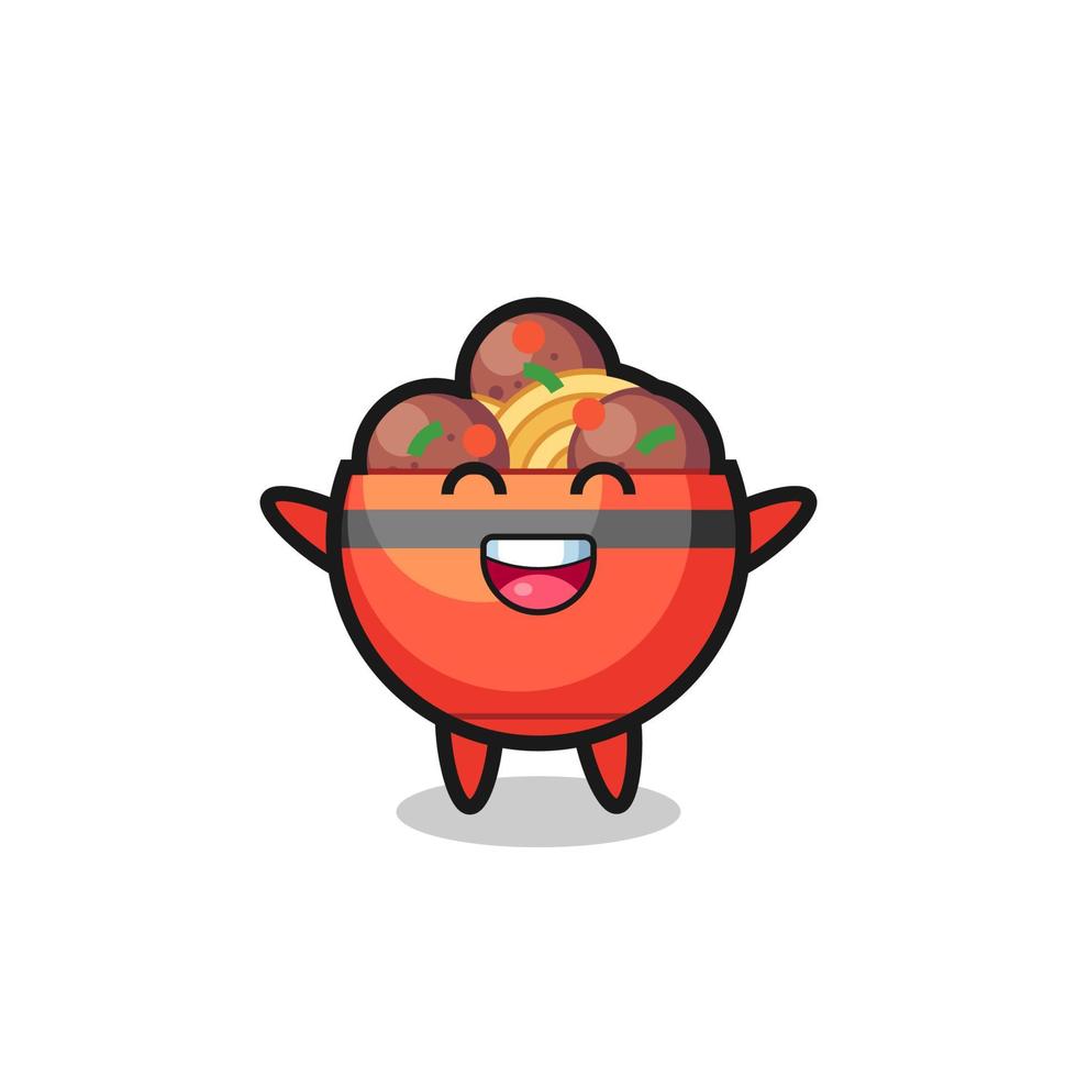 happy baby meatball bowl cartoon character vector