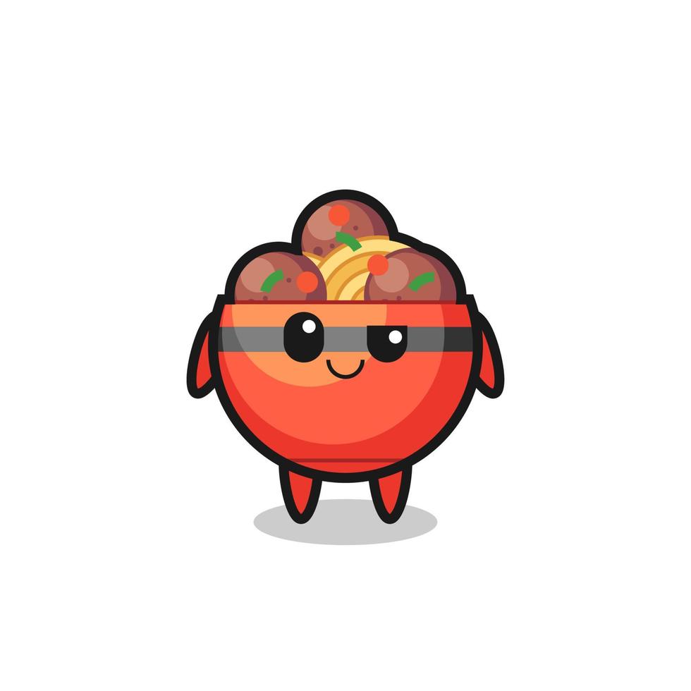 meatball bowl cartoon with an arrogant expression vector