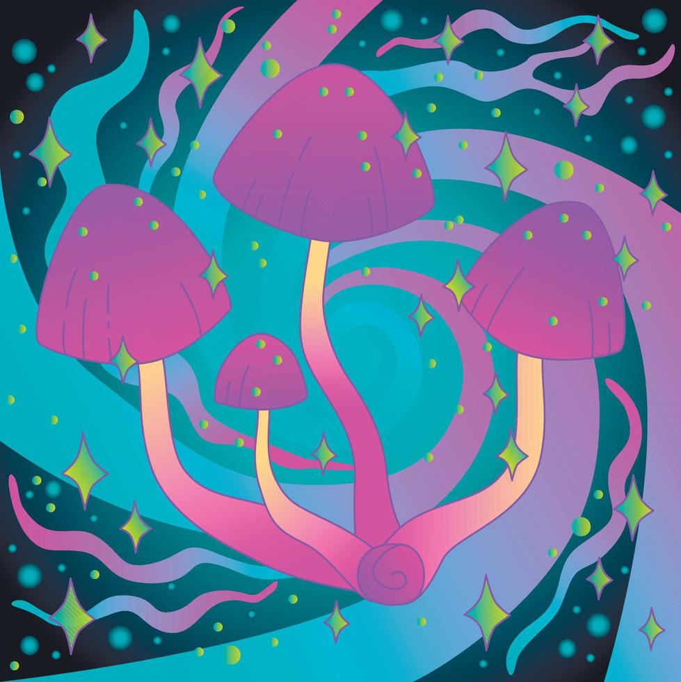 Magic mushroom. Psychedelic hallucination. Vector illustration.