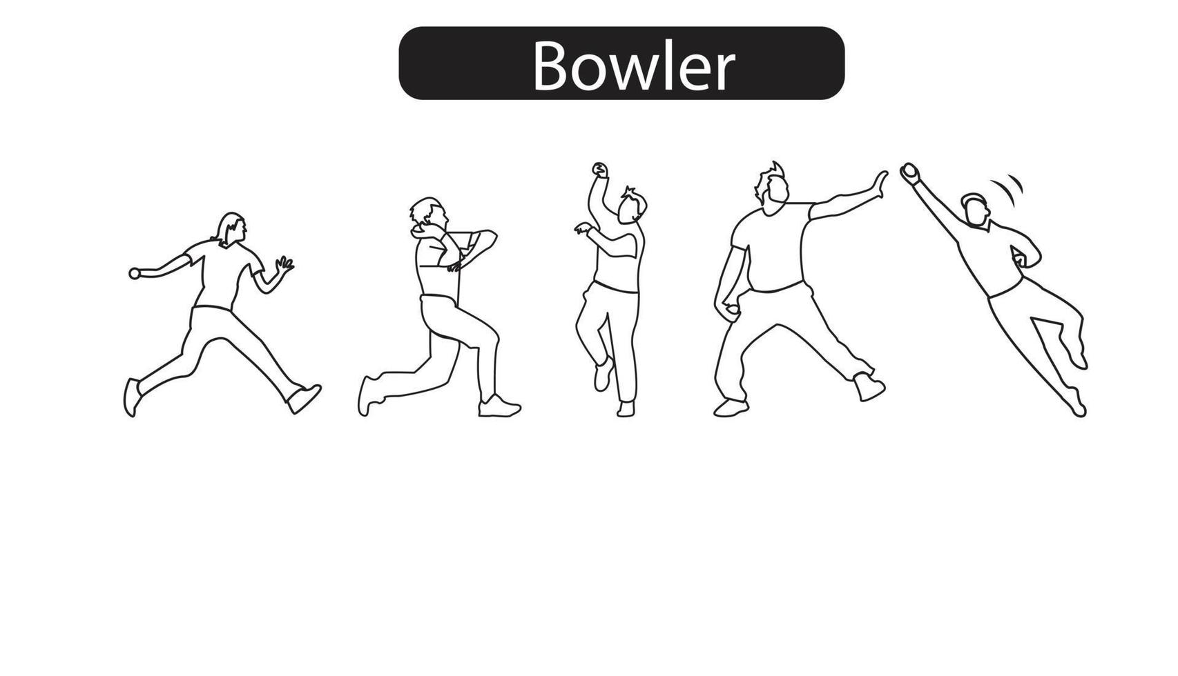 Cricket line icon set vector