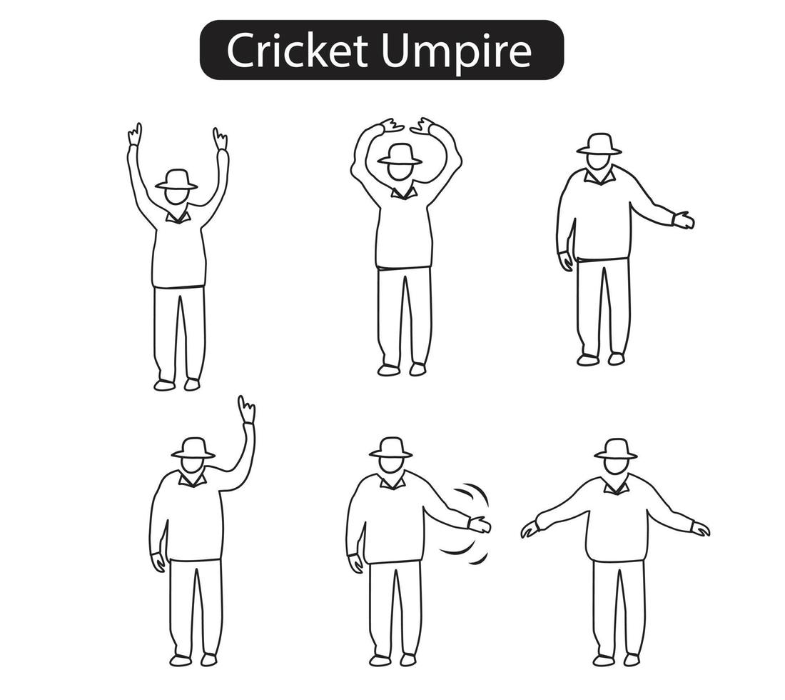 Cricket line icon set vector