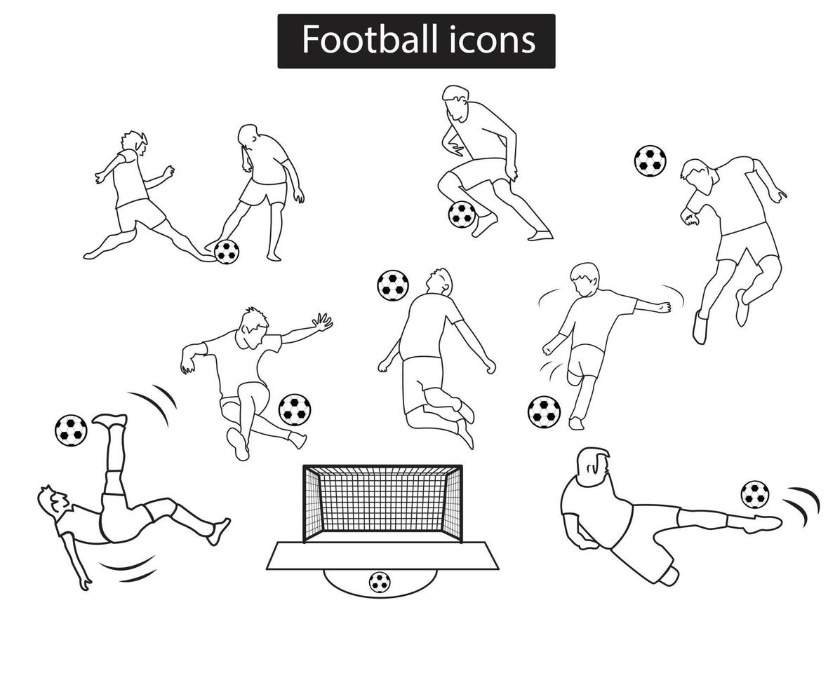 un conjunto de iconos de fútbol vector