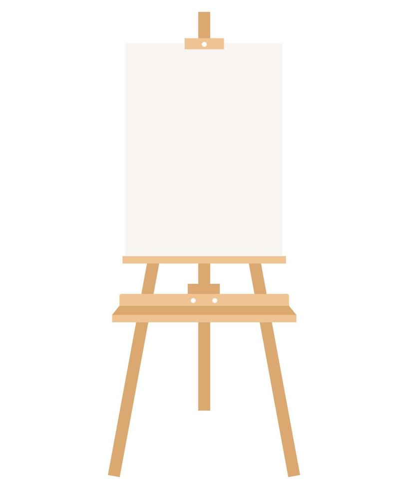 Wooden easel with canvas isolated on a white background. Art supplies. vector